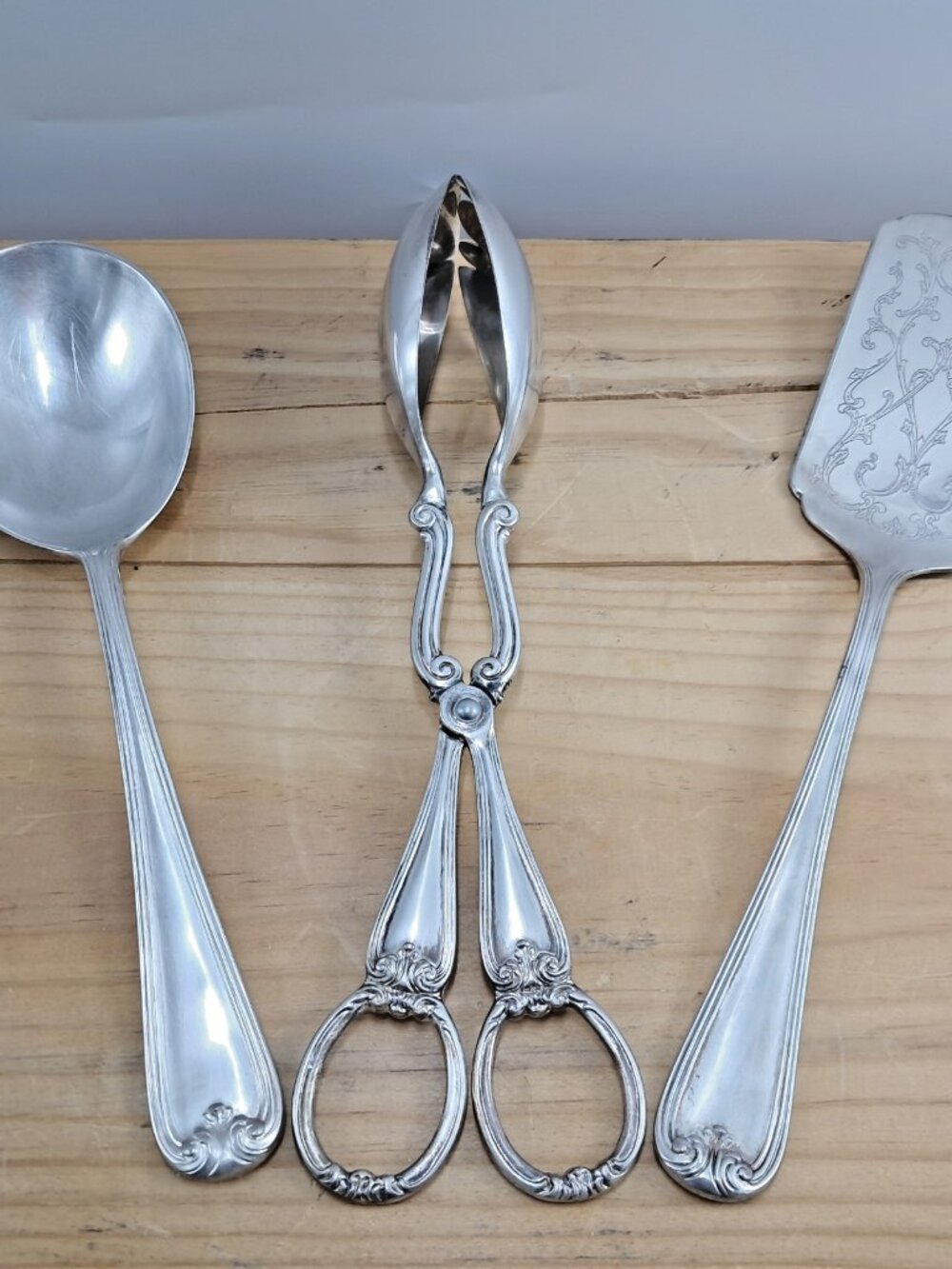 Gorham Heritage Serving Set-Silverplate- Spatula -Salad Tongs -Serving Spoon-VTG